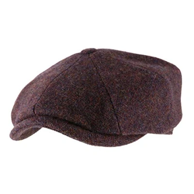 Image of Stetson Hatteras Classic Wool Flat Cap Men Newsboy with Peak, Lining, Lining Autumn Winter 58 cm Brown Mottled