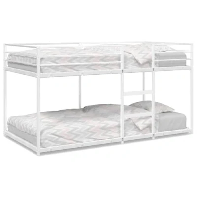 Image of vidaXL bunk bed white steel frame/ladder for bedroom/sleepovers/kids 100x190 cm