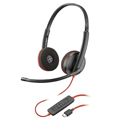 Image of Poly Blackwire 3220 Wired Headset Noise Canceling Mic Stereo Design Connect to PC/Mac via USB C or A Works w/Teams, Zoom