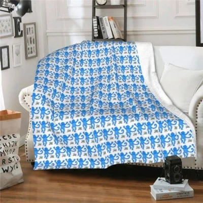 Image of Blue Rabbit Monkey Flannel Fleece Throw Blanket 50&quot;X40&quot; Ultra Soft Cozy Fluffy Lightweight Fuzzy Plush for Couch Bed Sofa Home Bedroom Living Room Decor