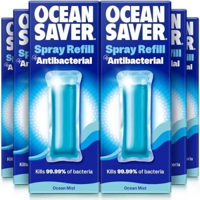Image of OceanSaver Eco All Surface Cleaner 6x 10ml EcoDrop Refills Powerful Just Add Water Antibacterial Purpose &amp; Disinfectant Spray Plastic Free, Plant Based Cruelty Free Ocean Mist Scent