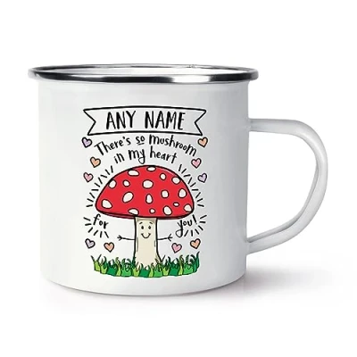 Image of Personalised There&#039;s So Mushroom in My Heart for You Enamel Mug Cup