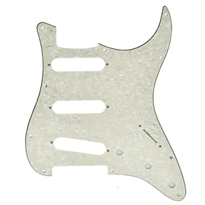Image of Dopro 11 Hole Vintage 62 Strat ST SSS Single Coil Pickups Guitar Pickguard Scratch Plate with Screws for American Fender Stratocaster Aged Pearl
