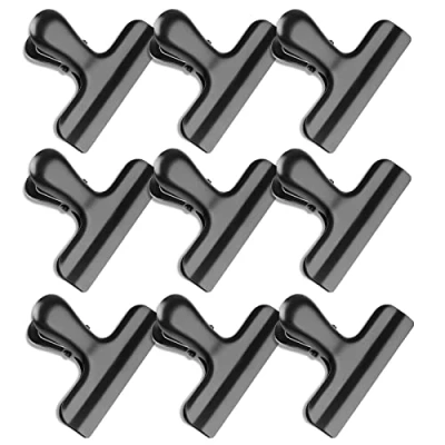 Image of 9 Pack Bag Clips, Stainless Steel Chip Clip, Clips Food for Food, Heavy Duty Air Tight Seal Kitchen Snack Clamp (Black)