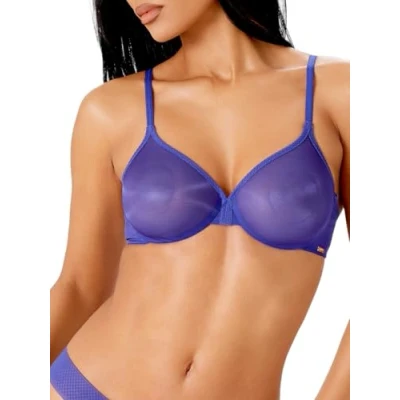 Image of Gossard Womens Glossies Sheer Plunge Bra Red Polyamide Size 34FF