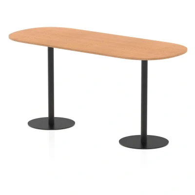Image of Italia 2400mm Poseur Boardroom Table Oak Top 1145mm High Black Leg