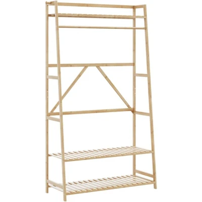 Image of vidaXL Clothes Rack with Shelves 110x40x180 cm Bamboo