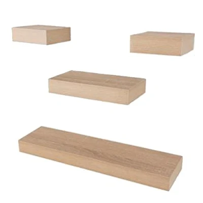 Image of Core Products, Hudson 4 Piece Narrow Wall Shelf Set Oak Effect