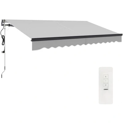 Image of Outsunny 3.5 x 3 (m) Electric Retractable Awning Aluminium Frame Light Grey 840 278V72LG