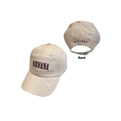 Image of Nirvana Baseball Cap Text Logo Band in Utero Official Sand One Size