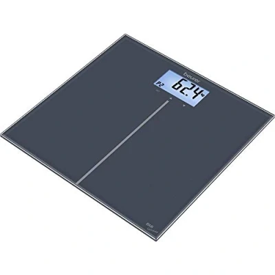 Image of Beurer Digital Glass Bathroom Scale, BMI Indication, 180kg Capacity, 10 User Profiles, LCD Display Black