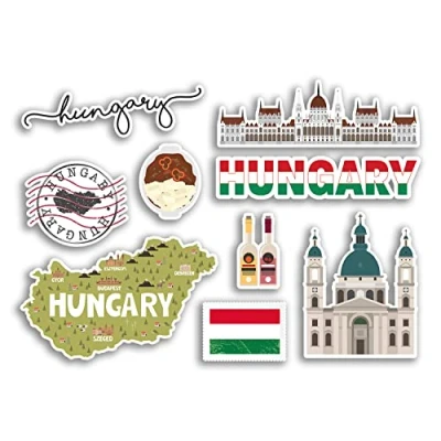 Image of A5 Sticker Sheet Hungary Vinyl Stickers Hungarian Landmark Holiday City Country Airport Map Flag Food #77535