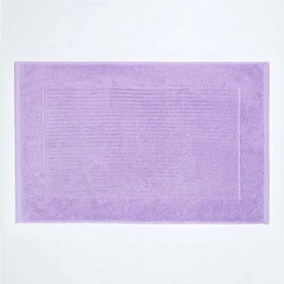 Image of HOMESCAPES Imperial Plain Lilac Bath Mat 50 x 80 cm Super Soft Bathroom 100% Turkish Cotton Shower