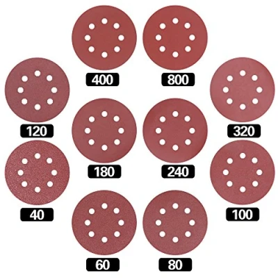 Image of Swpeet 60 Pcs 10 Sizes 5 Inch 8 Hole Sanding Discs Sandpaper Hook and Loop Pads for Circular Sander Grits Sheets 40/60 / 80/100/ 120/180 240/320 400/800