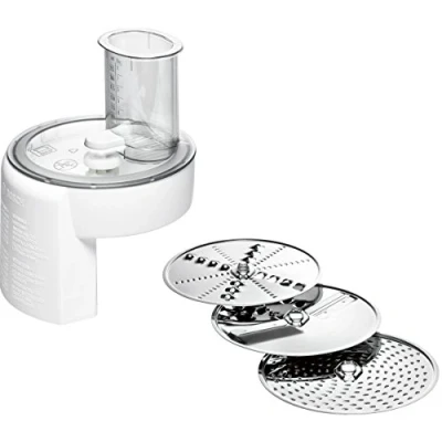 Image of Bosch MUZ4DS4 continuous slicer (thick &amp; thin), grater reversible disc (coarse fine), medium fine grating disc, dishwasher safe, suitable for MUM4 food processor, white