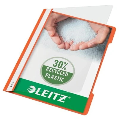 Image of Leitz A4 Standard Plastic File, Pack of 25, 250 Sheet Capacity, Orange, 41910045