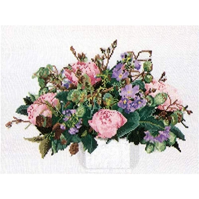 Image of Thea Gouverneur Cross Stitch Kit, Peonies on Aida (16 Count), 30x40cm