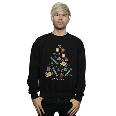Image of Absolute Cult Friends Men&#039;s Christmas Tree Sweatshirt Black Large