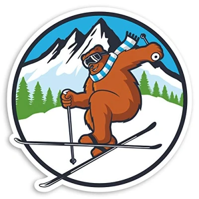 Image of 2 x 10cm Funny Skiing Bear Vinyl Stickers Ski Skier Laptop Sticker #34027 (10cm Wide)