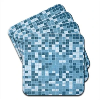 Image of Blue White Mosaic Tile Pattern Set of 4 Coasters