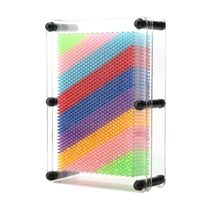 Image of Taidda Pin Art, 3D Hand Print Toy Art Board Novel Sculpture Colourful Rainbow Picture Impressions Gadget Frame Classic Childrens for Kids Adult Family (Transparent Middle)