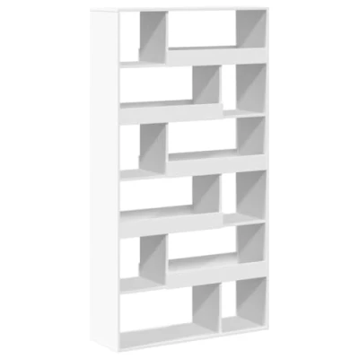 Image of vidaXL White Bookcase Modern Freestanding Engineered Wood Bookshelf/Room Divider with 13 Compartments 100x33x156.5 cm