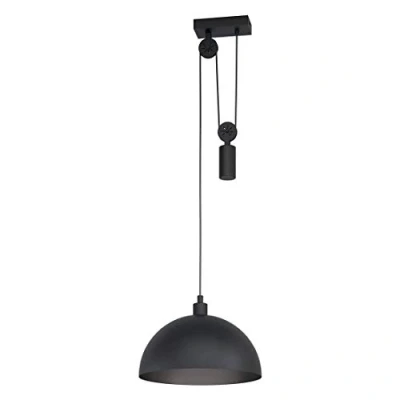 Image of EGLO Winkworth 1 Pendant Light, Bulb Lamp, Vintage, Industrial, Retro, Steel Light in Black, Dining Table Living Room Hanging with E27 Socket
