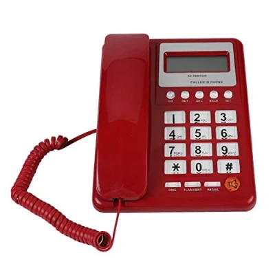 Image of ASHATA Corded Phone,DTMF/FSK Caller ID Home Hotel Wired Telephone,Desktop Phone Office Landline Fixed Telephone With Redial Function/Flash Function