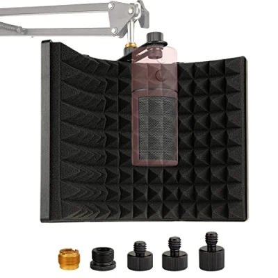 Image of Microphone Isolation Shield, Pofessional Foldable Mic Shield Sound Absorbing Foam, for Any Condenser Arm Stand, High Density Absorbent Foam to Filter Vocal by Frgyee