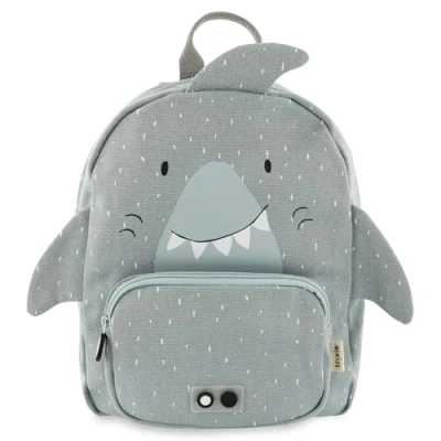 Image of Trixie Backpack Mr. Shark School Bag Water Repellent for Child Small Gym Grey