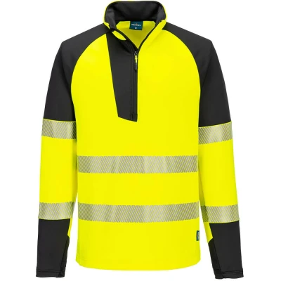 Image of Portwest PW3 Hi Vis 1/4 Zip Sweatshirt (T172) Yellow/Black 4XL