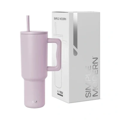 Image of Simple Modern Tumbler 40 oz with Handle and Straw Insulated Stainless Steel Water Bottle Iced Coffee Cup Travel Mug Gifts for Women Men Trek Collection 1180ml Lavender Mist