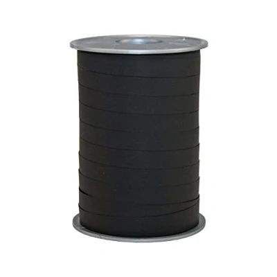 Image of C.E. Pattberg Gift Ribbon black Matt, 200 m In Paperlook For Wrapping Gifts, 10 mm Width, Create Beautiful Floral And Baby Shower Decorations, Pastel Balloon Ribbons Every Occasion