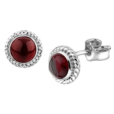 Image of Nenalina stud earrings with real Garnet Gemstone, handmade from 925 sterling silver 222999 001