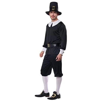 Image of California Costumes 1312 Men&#039;s Pilgrim Man Adult, Black/White, Medium Sized Costumes, Solid