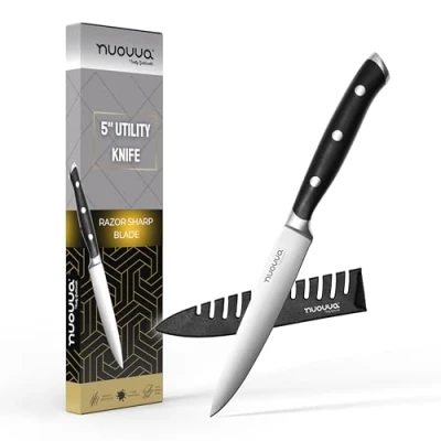 Image of nuovva Sharp Kitchen Utility Knife Professional Vegetable 5 inch German High Carbon Stainless Steel Small Paring