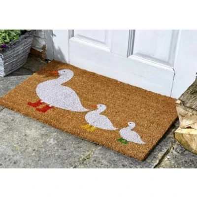 Image of Garden Mile Ducks Coir door mats Durable Indoor and Outdoor Natural Weather Resistant Eco friendly Entrance front mat outside for (Ducks in Boots)