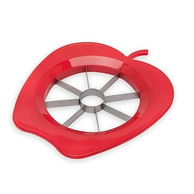 Image of FACKELMANN Apple Cutter &amp; Corer, Segment Slicer For Pear or Other Fruit, Plastic with Sharp Stainless Steel Function Head, Core Seed Remover, Pitter, 1.5x14x24cm, Red Green