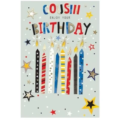 Image of Cousin Birthday Card Script Mens Male Size: 7.5&quot; x 5.25&quot; COU J