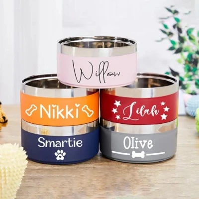Image of ggtg Personalized Dog Bowl,Personalised Cat Bowl,Personalized Food Bowl with Name,Dog Food/Water Bowls,Pet Gift (14cm)