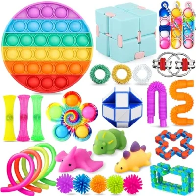 Image of Chennyfun 30PCS Fidget Toy Set, Pack for Anxiety Relief, Stress Sensory Toys Autism, with Pop Fidget, Infinite Cube Party Favors, Prizes, Reward Kids Adults