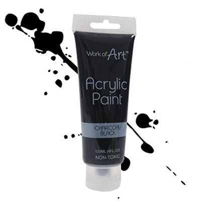 Image of 120ml Charcoal Black Acrylic Paint Arts &amp; Crafts Squeezy Painting Tube