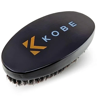 Image of Kobe Gable Palm Brush 100% Natural Boar Bristle Hair Brush/Beard Military Style Works Well With Beard Oils Dark Wood