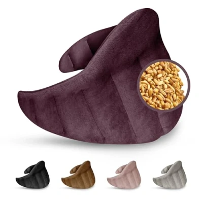 Image of LESCHI XXL Organic Wheat Bag Microwavable (60x28cm), 100% Cotton, 11 Chamber Microwave Pillow, Purple, Unscented, Snug Grain Pillow Ideal for Tension in Back, Neck and Shoulders
