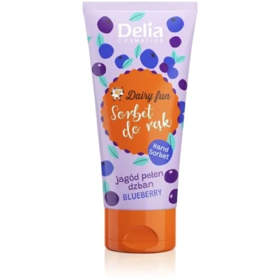Image of Delia Cosmetics Dairy Fun Sorbet for Hands Blueberry Moisturizes, Nourishes, Firms, Regenerates Intense Fragrance Smooth Skin Natural Extracts Hand Cream 50g