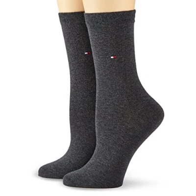 Image of Tommy Hilfiger Women&#039;s Casual 2P Socks, Grey (Anthracite Melange), Size 39