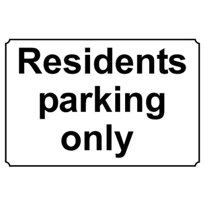 Image of Residents parking only sign 3mm Aluminium (300mm x 200mm)