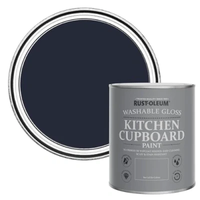 Image of Rust Oleum Blue Kitchen Cupboard Paint in Gloss Finish Odyssey 750ml