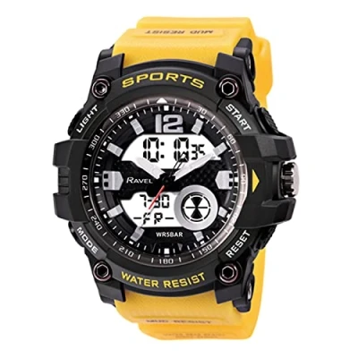 Image of Ravel Mens 5ATM Ana Digi Quartz Watch with Light RDT.2F Yellow