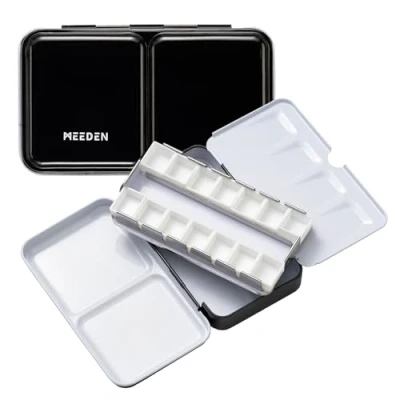 Image of MEEDEN Empty Watercolour Tin Paint Case with 12 Pcs Half Pans
